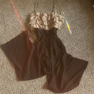 Beige and Black Ruffled Jumpsuit